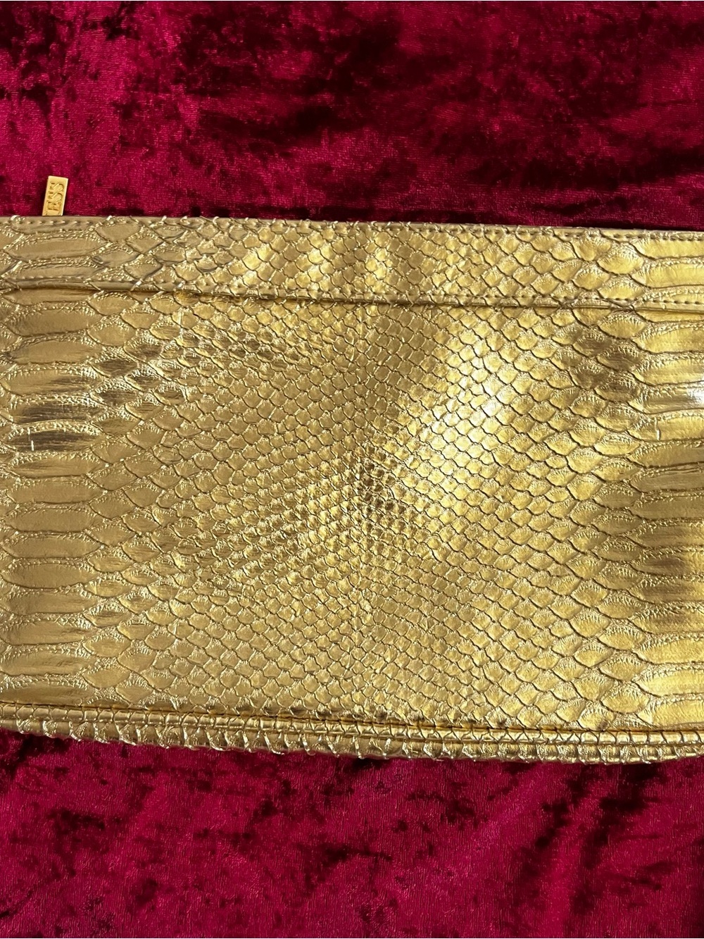 Guess Metallic Gold Python-Texture Clutch - Picture 2 of 8